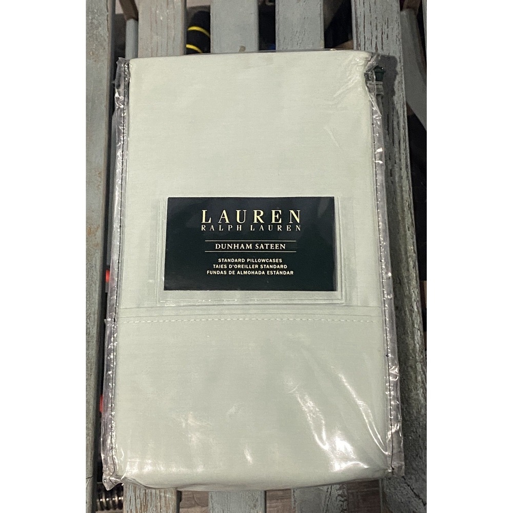 New Lauren Ralph Lauren Set of 2 Standard Pillowcases Chalet Green Dunham Sateen